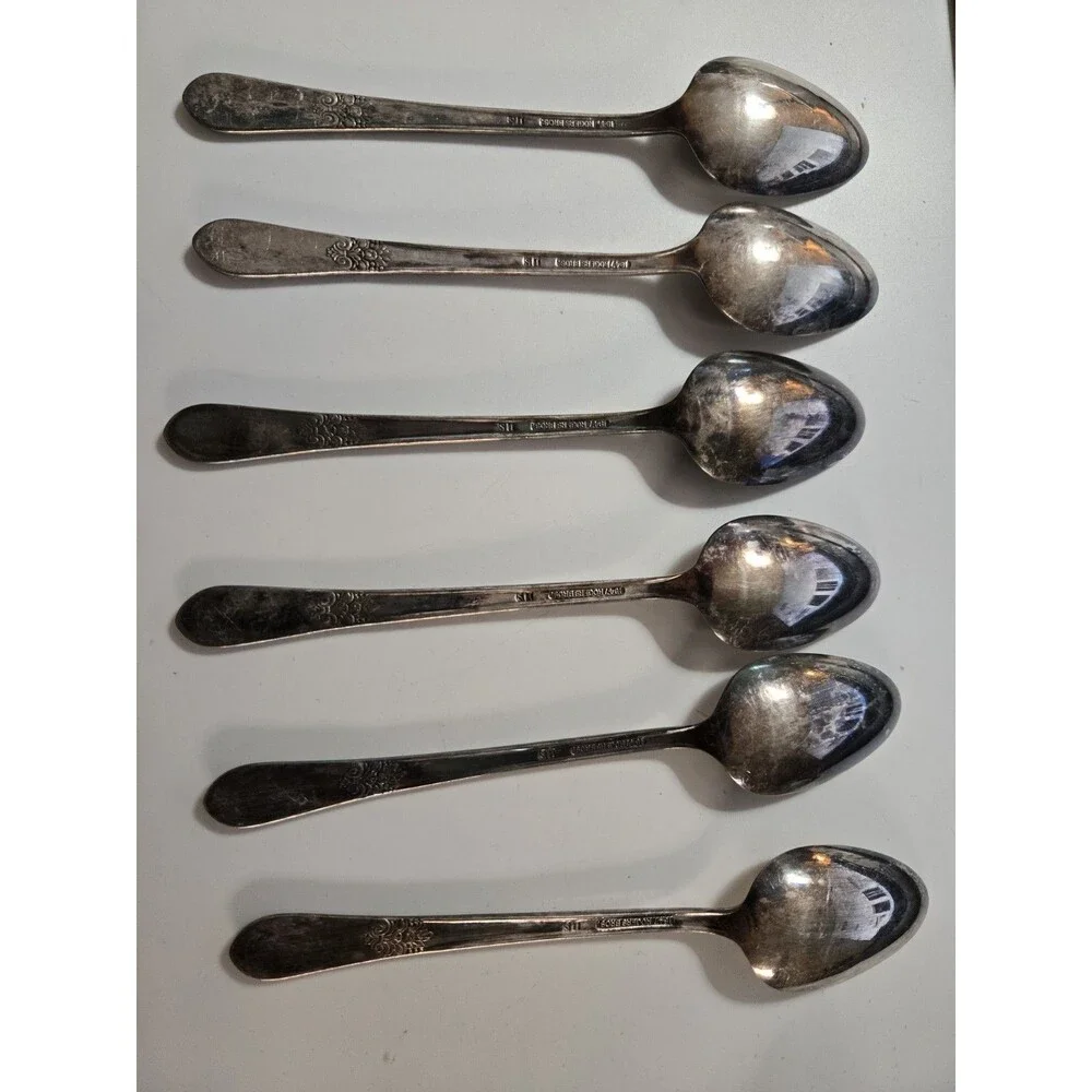 6 Silver Plate Teaspoons 1847 Rogers Bros Adoration 1930